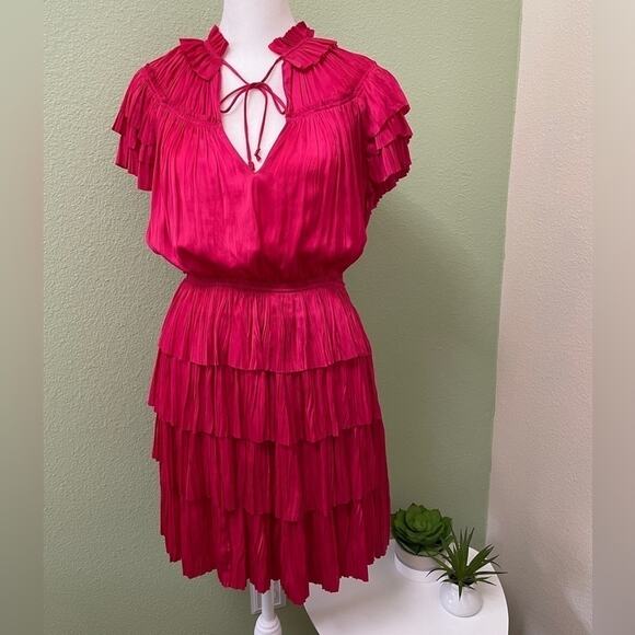 NEW ULLA JOHNSON Vesna Dress Color Orchid Size 10 Tiered Flowy Soft Beautiful - Picture 1 of 14